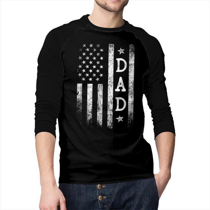 Dad American Flag Dad Patriotic Father's Day Men Baseball Raglan Shirt