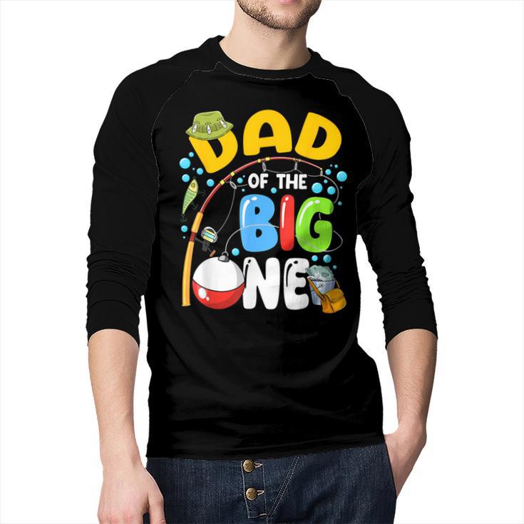 Dad Of The Big One Fishing Birthday Boy Family Party Men Baseball Raglan Shirt