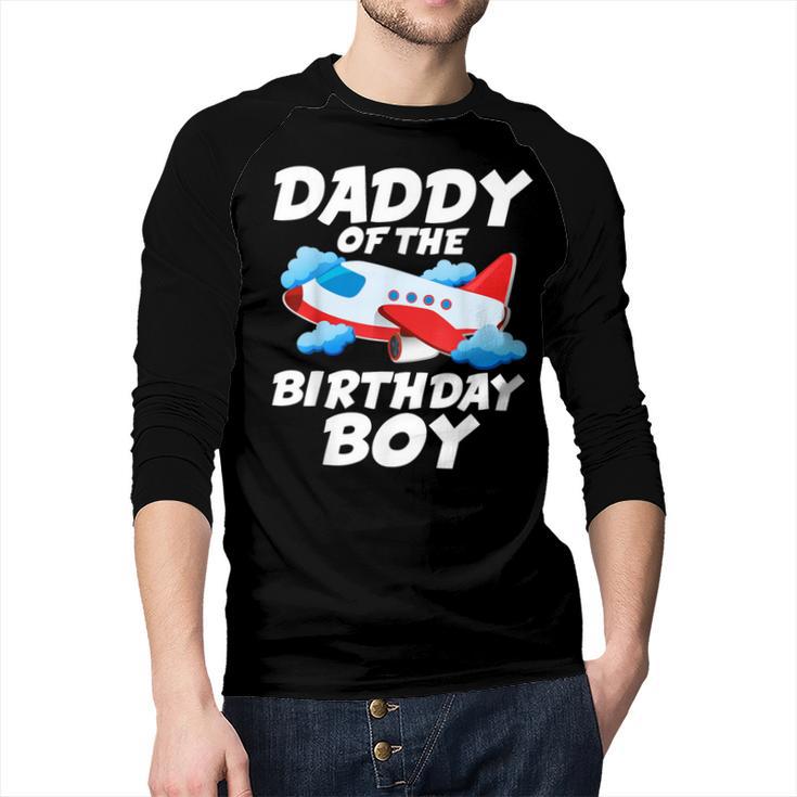 Dad Of The Birthday Boy Airplane Men Baseball Raglan Shirt