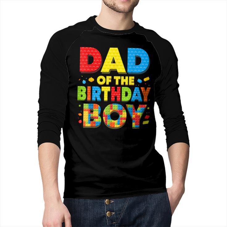 Dad Of The Birthday Boy Building Block Birthday Men Baseball Raglan Shirt