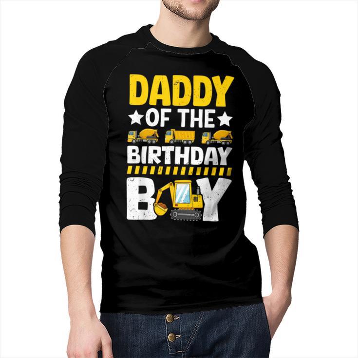 Dad Of The Birthday Boy Construction Theme Party Matching Men Baseball Raglan Shirt