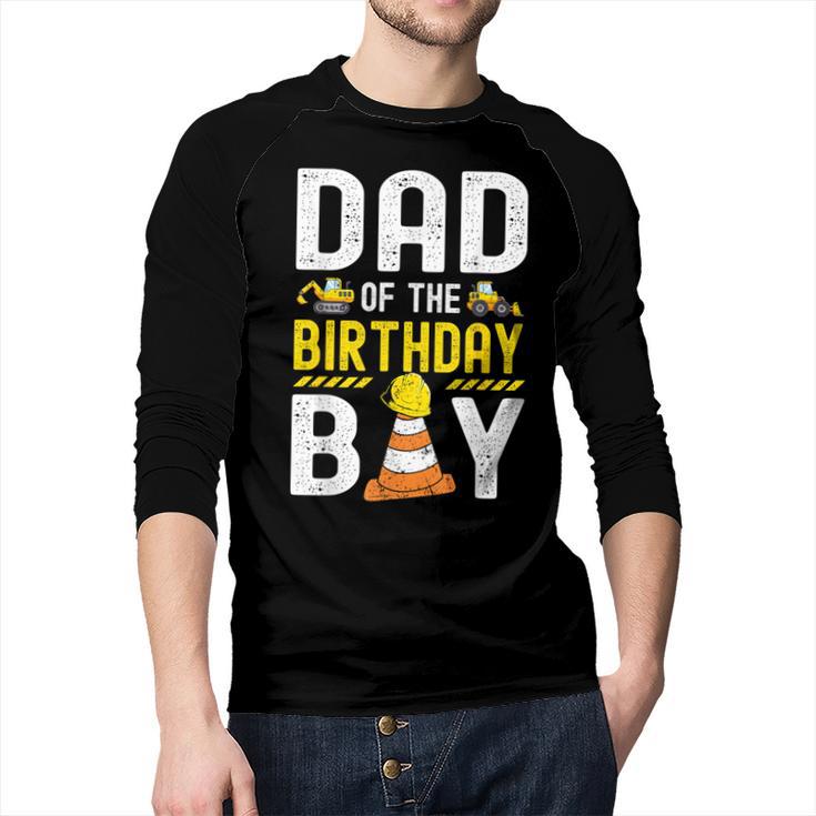 Dad Of The Birthday Boy Construction Worker Bday Men Baseball Raglan Shirt