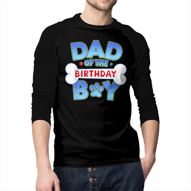 Dad Of The Birthday Boy Matching Dog Family Birthday Party Men Baseball Raglan Shirt