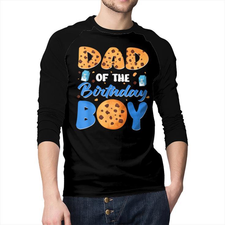 Dad Of The Birthday Boy Milk And Cookies 1 Year Old Men Baseball Raglan Shirt