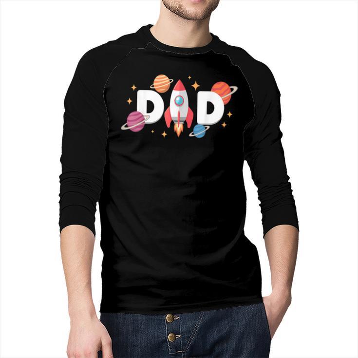 Dad Of The Birthday Boys Space Astronaut 1st Birthday Family Men Baseball Raglan Shirt
