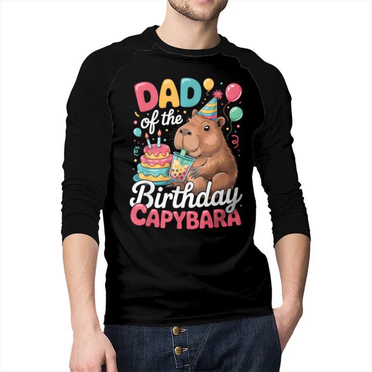 Dad Of The Birthday Capybara Boba Tea Girl Bday Party Family Men Baseball Raglan Shirt