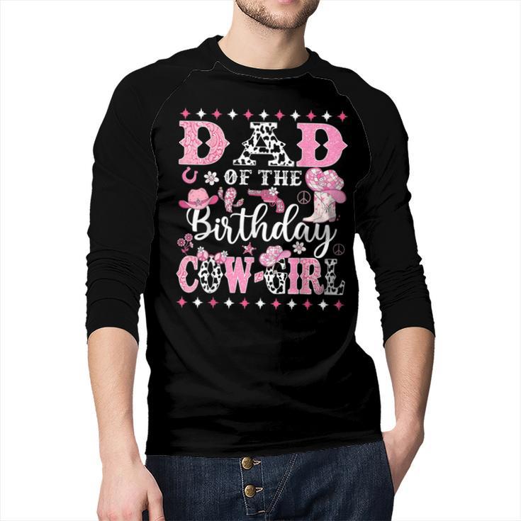 Dad Of The Birthday CowGirl Rodeo CowGirl Birthday Men Baseball Raglan Shirt