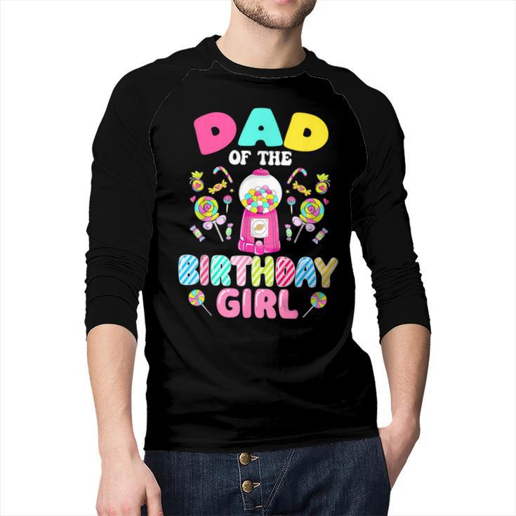 Dad Of The Birthday Girl Candy Family Bday Party Men Baseball Raglan Shirt