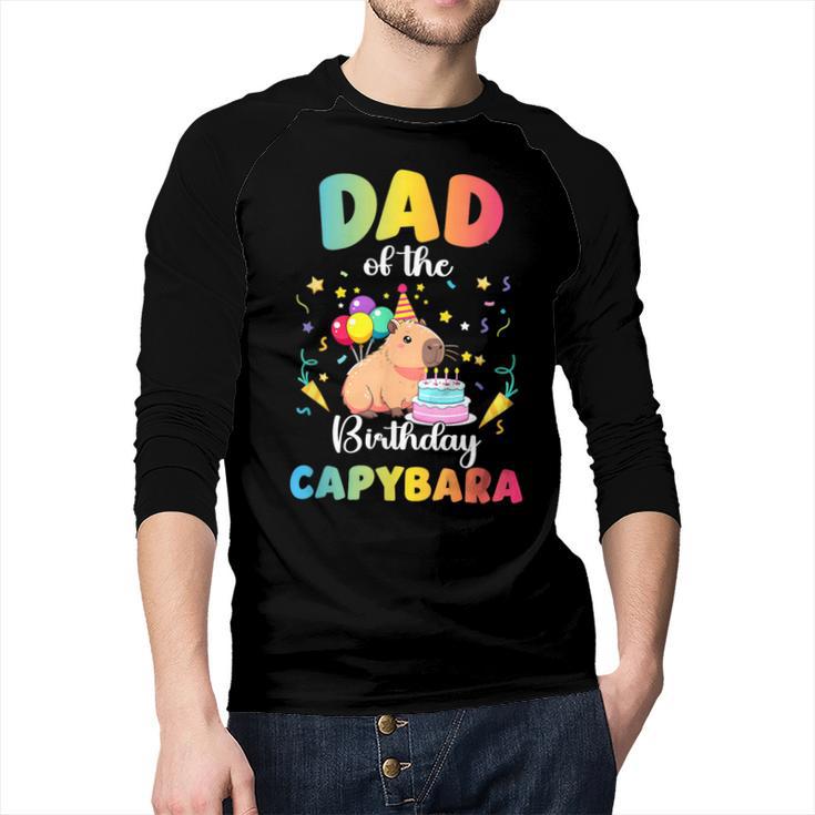 Dad Of The Birthday Girl Capybara Bday Party Family Men Baseball Raglan Shirt