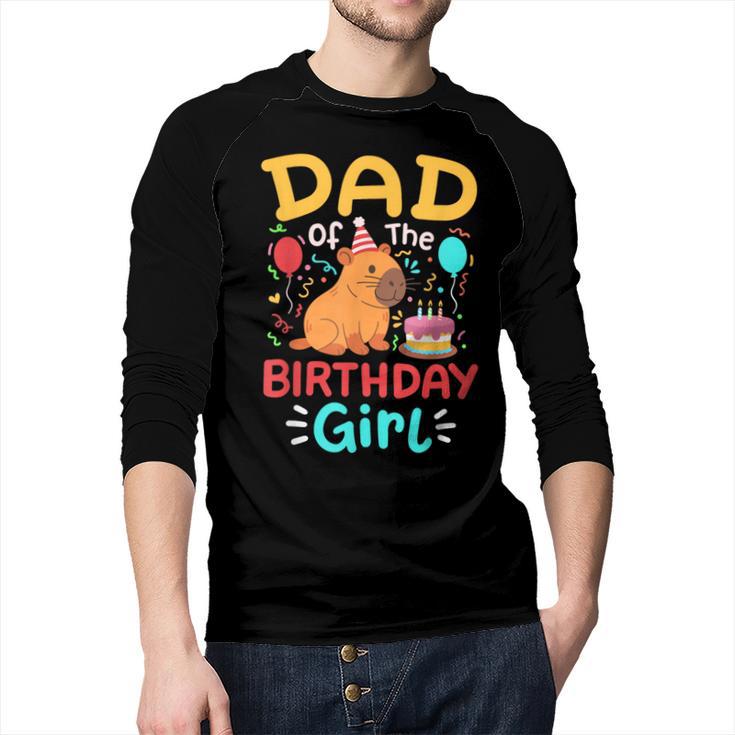 Dad Of The Birthday Girl Kids Cute Capybara Bday Family Men Baseball Raglan Shirt