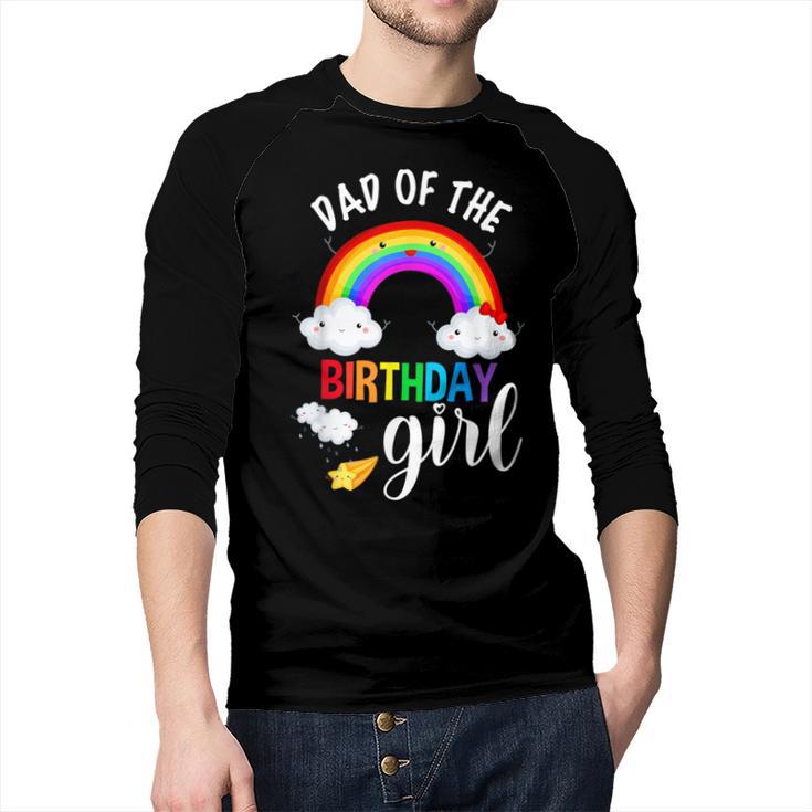 Dad Of The Birthday Girl Rainbow B-Day Matching Family Men Baseball Raglan Shirt