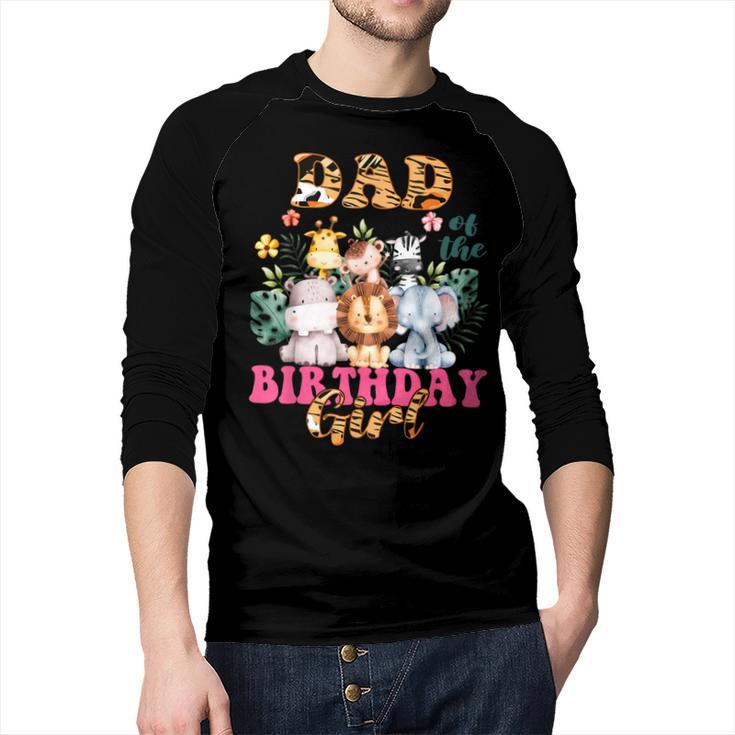 Dad Of The Birthday Girl Zoo Theme Animal Party Safari Cool Men Baseball Raglan Shirt