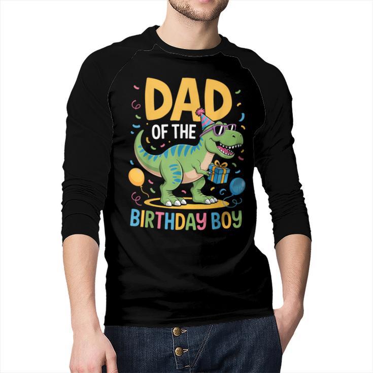 Dad Of The Birthday Party Outfit Dinosaur Squad Daddy Men Baseball Raglan Shirt