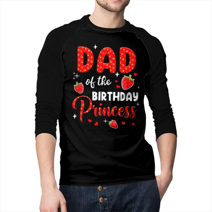 Dad Of The Birthday Princess Strawberry Theme Bday Party Men Baseball Raglan Shirt