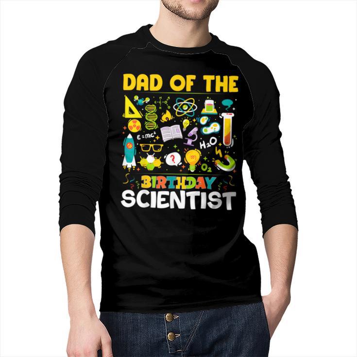 Dad Of The Birthday Scientist Matching Science Birthday Men Baseball Raglan Shirt