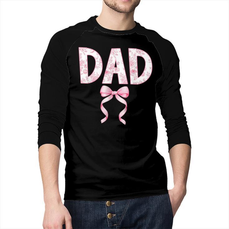 Dad Birthday Squad Matching Coquette Bow Family Party Men Baseball Raglan Shirt