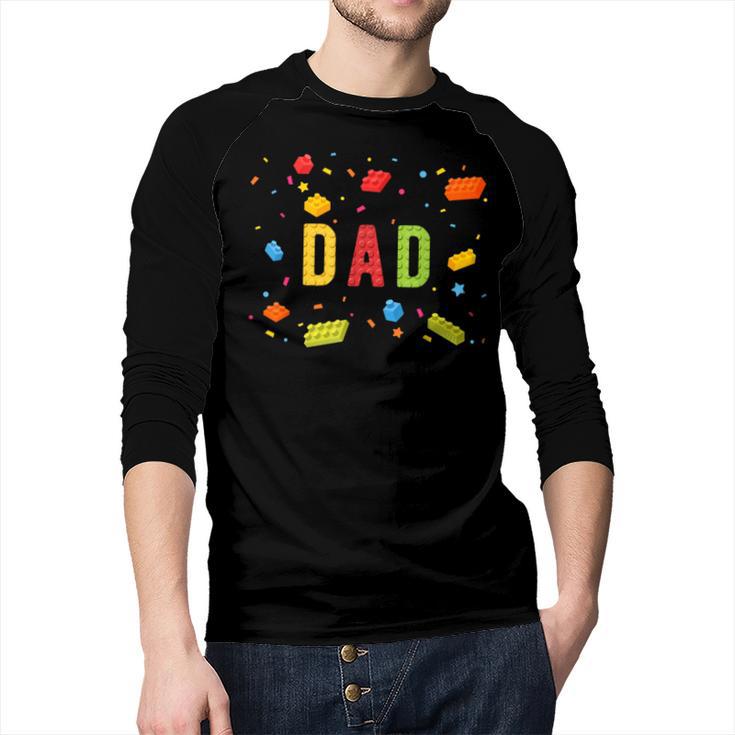 Dad Building Blocks Birthday Boy Men Baseball Raglan Shirt