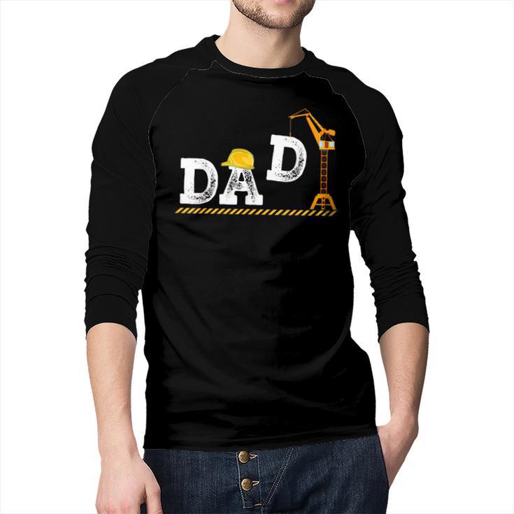Dad Construction Excavator Family Matching Bday Party Men Baseball Raglan Shirt