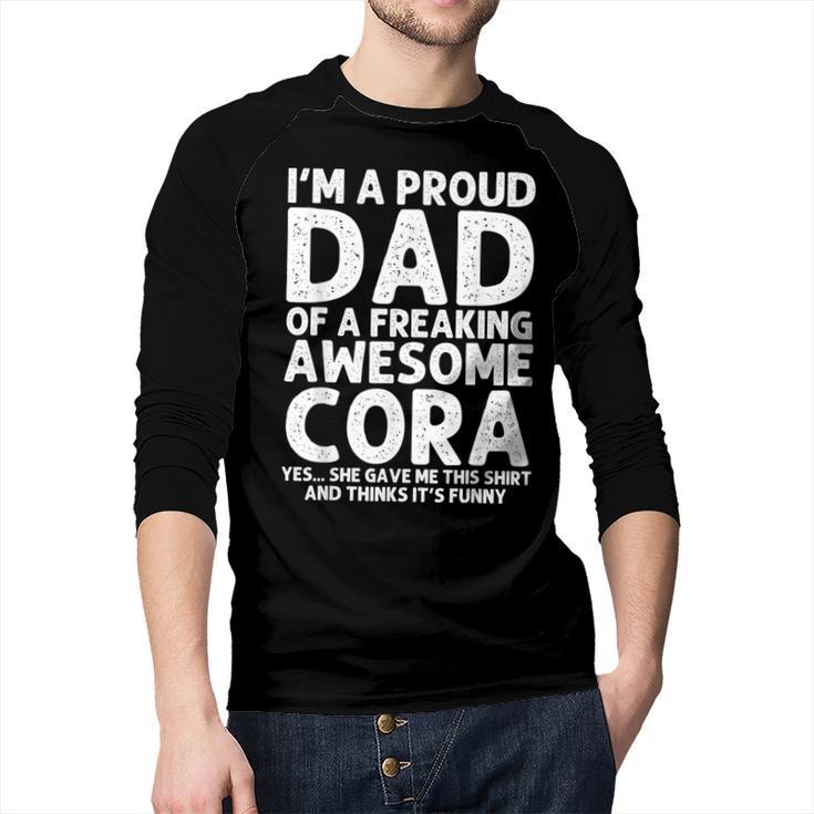 Dad Of CORA Father's Day Personalized Name Joke Men Baseball Raglan Shirt