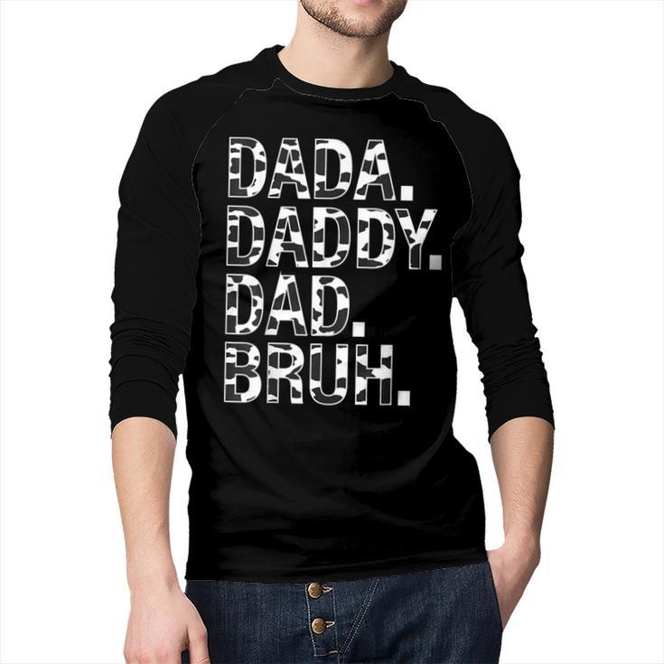 Dad Dada Daddy Bruh Papa Cow Daddy Love Cows Dad Cow Print Men Baseball Raglan Shirt