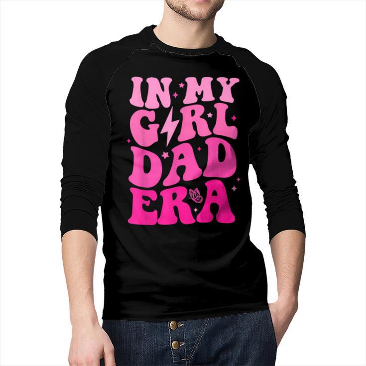 In My Dad Era Girl Groovy Retro Papa Fathers Day Men Baseball Raglan Shirt