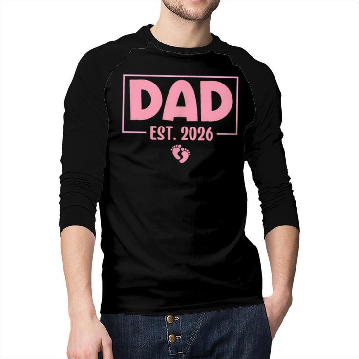 Dad Est 2026 Logo Daddy 2026 Soon To Be New Father 2026 Men Baseball Raglan Shirt