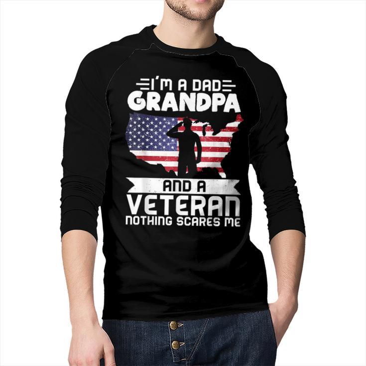 Dad Grandpa Veteran Nothing Scares Patriotic Veterans Day Men Baseball Raglan Shirt