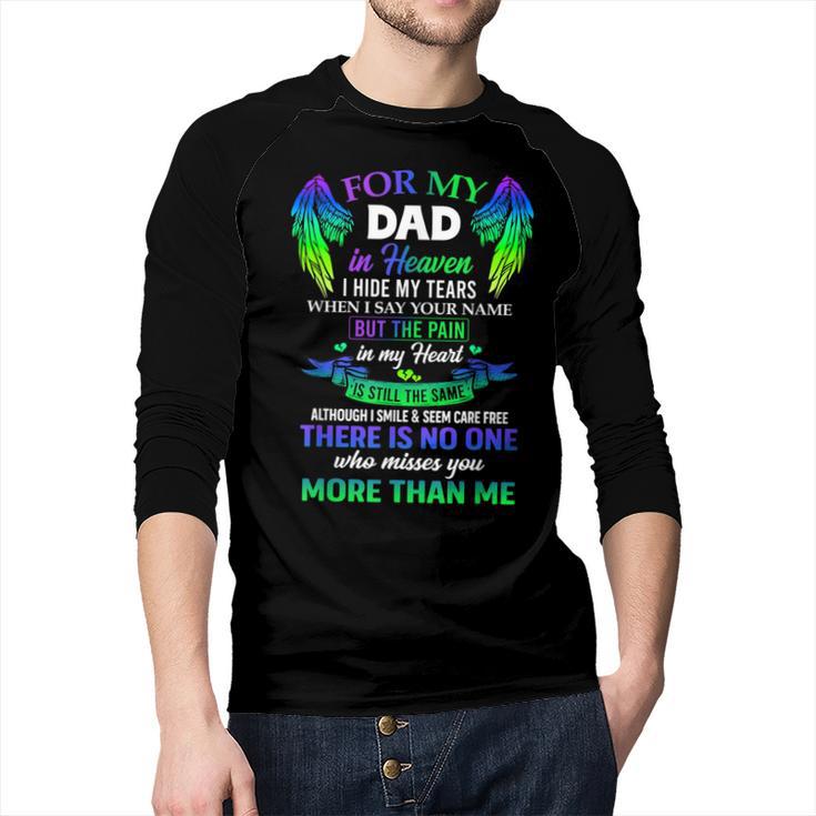 For My Dad In Heaven Touching Tribute For Passed Away Father Men Baseball Raglan Shirt