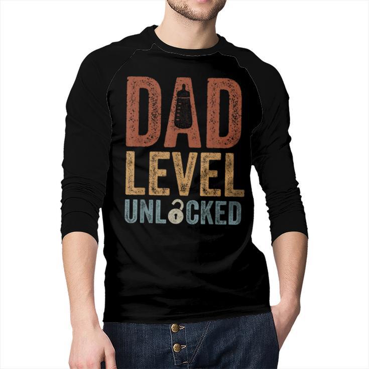 Dad Level Unlocked Father To Be New Daddy Men Baseball Raglan Shirt