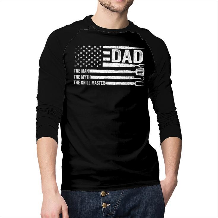 Dad The Man The Myth The Grill Master USA Flag Father's Day Men Baseball Raglan Shirt