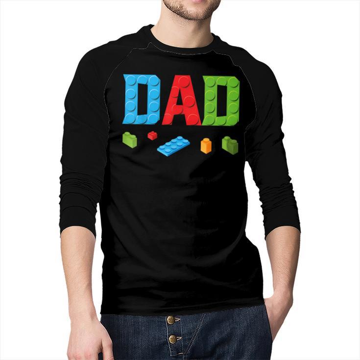 Dad Master Builder Building Bricks Blocks Family Set Parents Small Men Baseball Raglan Shirt