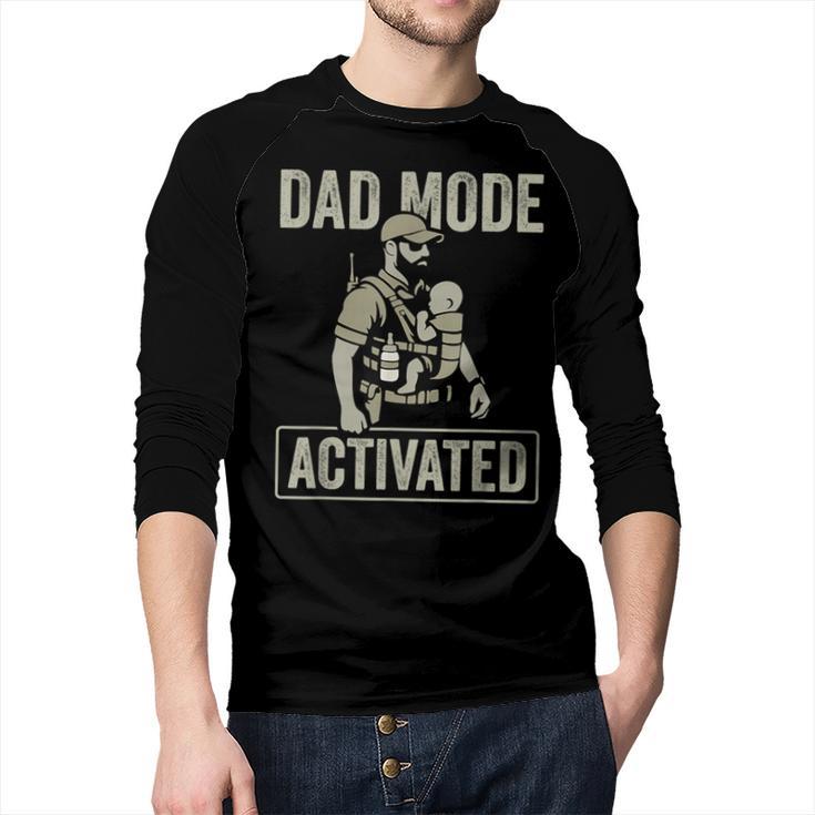 Dad Mode Activated Tactical Baby Carrier Military Father Men Baseball Raglan Shirt