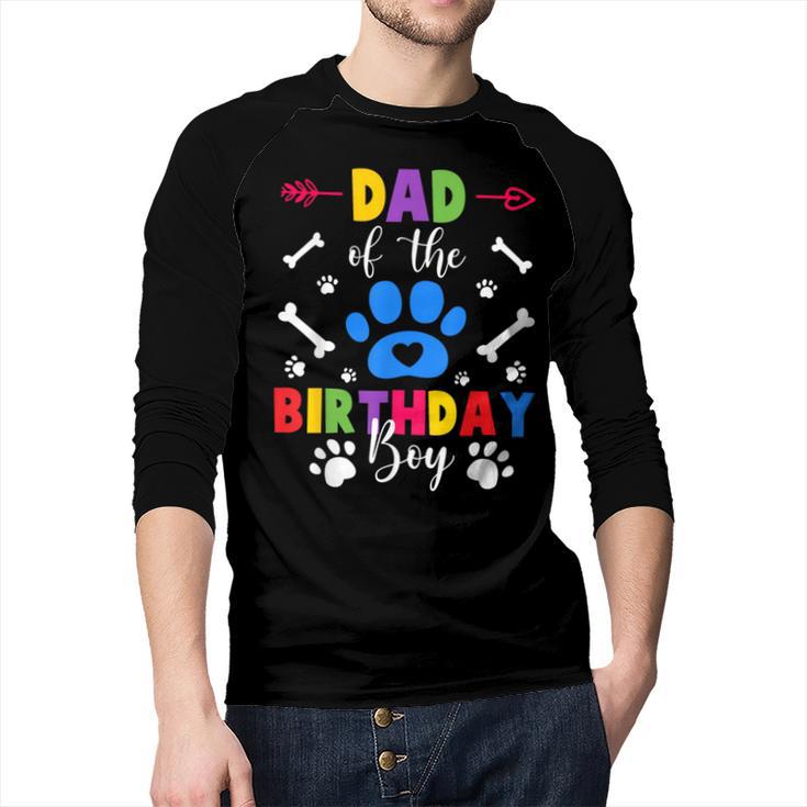 Dad And Mom Of The Birthday Boy Dog Paw Family Matching Men Baseball Raglan Shirt