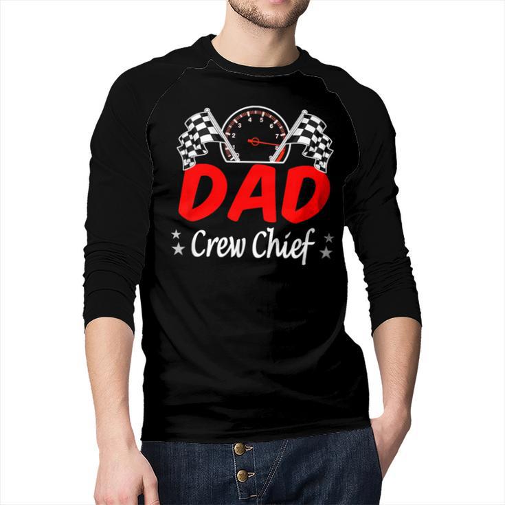 Dad Pit Crew Chief Racing Birthday Childs Party Fun Men Baseball Raglan Shirt