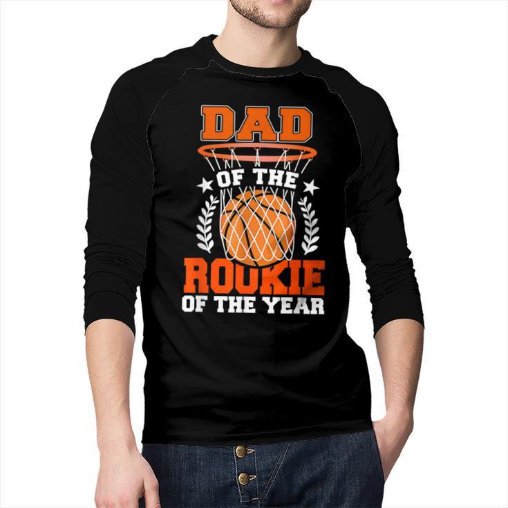 Dad Of Rookie 1st Basketball Bday Theme Matching Men Baseball Raglan Shirt