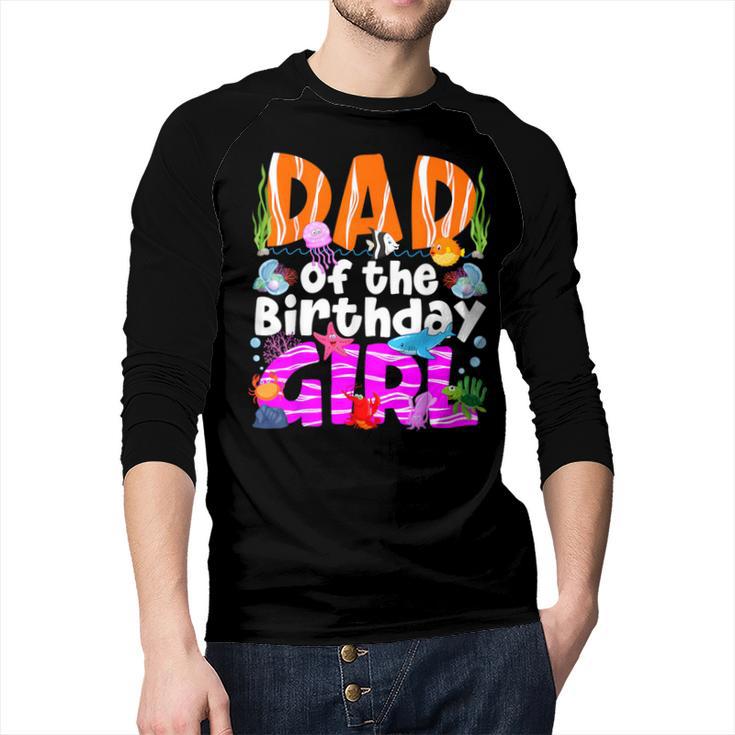Dad Under Sea Birthday Party Girls Ocean Sea Animals Themed Men Baseball Raglan Shirt