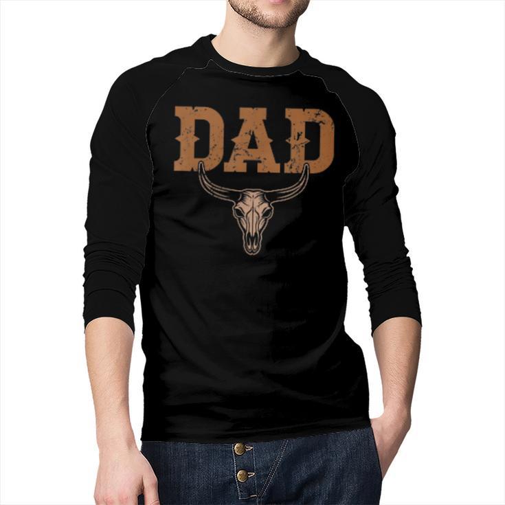 Dad Skull Fathers Day Shirt Western Rodeo Family Matching Men Baseball Raglan Shirt