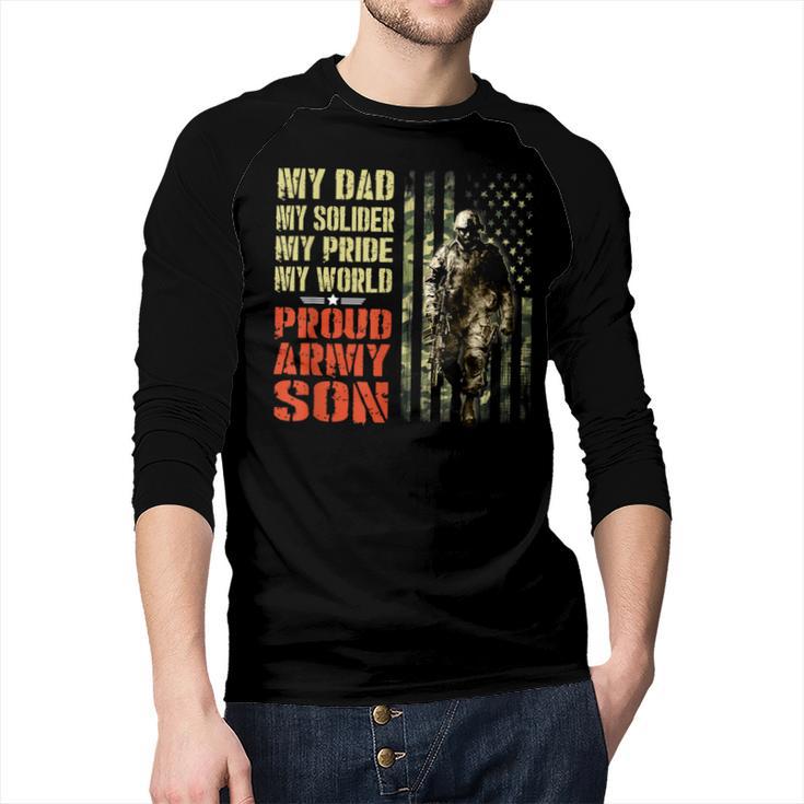 My Dad Is A Soldier Hero Proud Army Son US Military Men Baseball Raglan Shirt