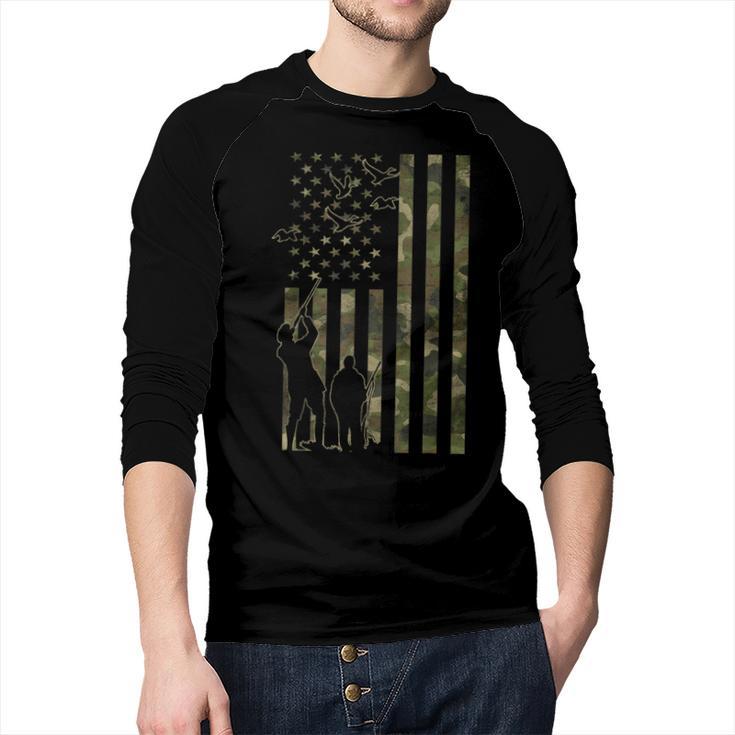 Dad And Son Duck Hunting Father And Son Matching Hunting Men Baseball Raglan Shirt