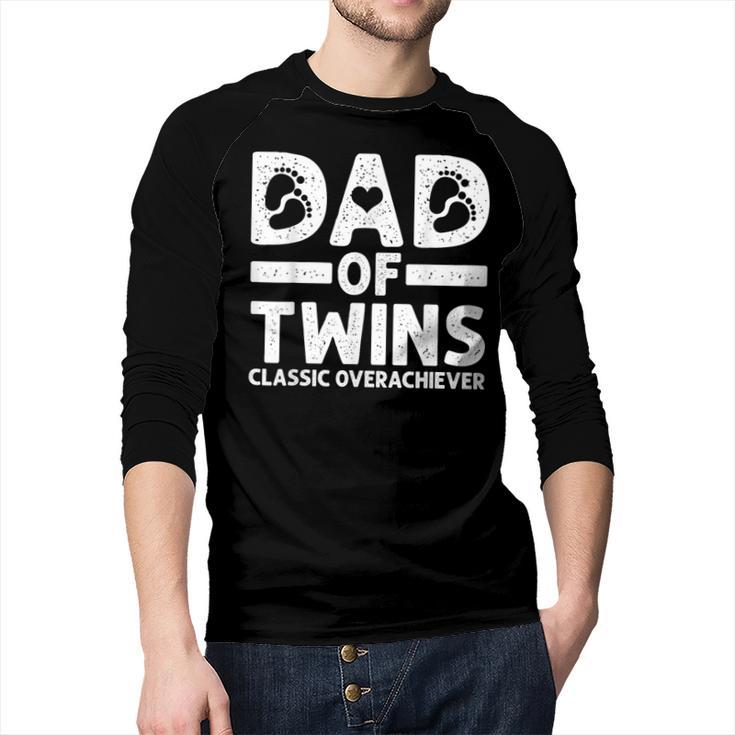 Dad Of Twins Classic Overachiever Cool Twin Dad Men Baseball Raglan Shirt