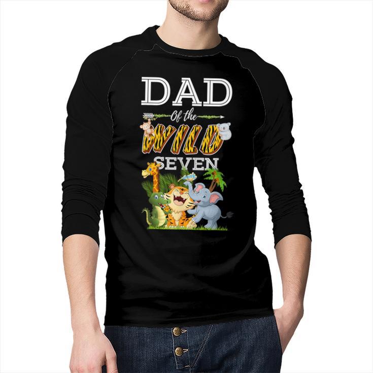 Dad Of The Wild Seven Animal Safari 7th Birthday Party Men Baseball Raglan Shirt