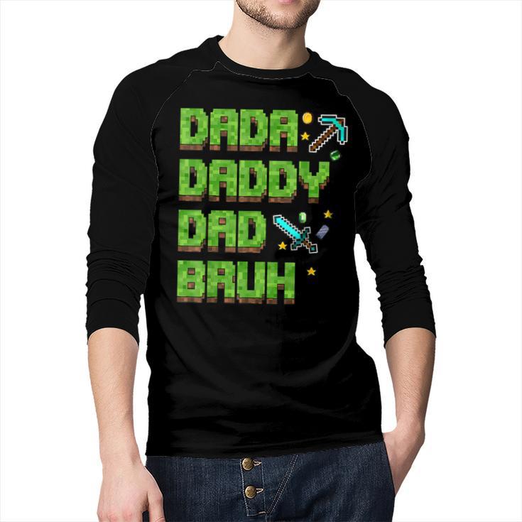 Dada Daddy Dad Bruh Father's Day Game Pixel Men Baseball Raglan Shirt