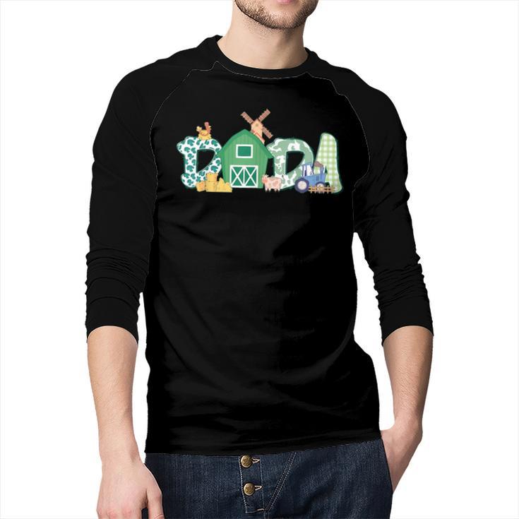 Dada Farm Animal Birthday Family Matching Party Dad Father Men Baseball Raglan Shirt