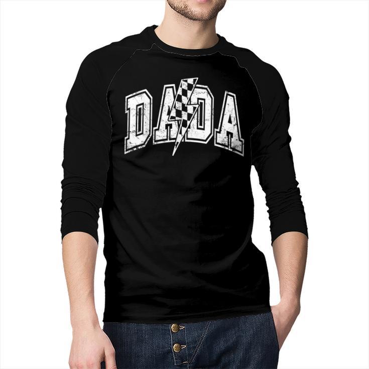 Dada Lightning Bolt Checkered Varsity Dad Men Father's Day Men Baseball Raglan Shirt