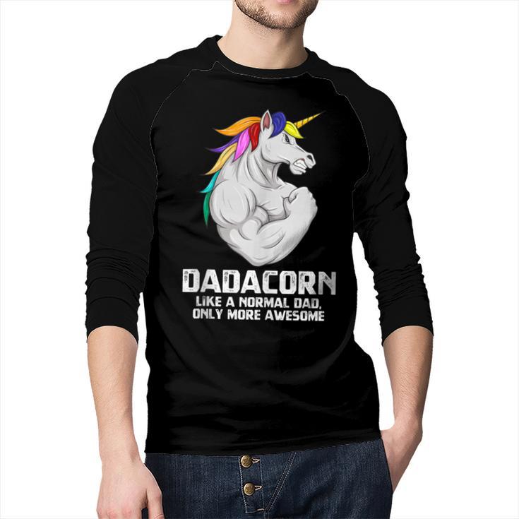 Dadacorn Muscle Dad Unicorn Fathers Day Men Baseball Raglan Shirt