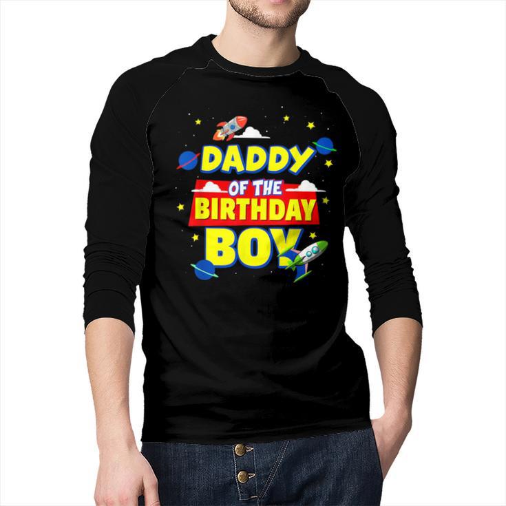 Daddy Of The Birthday Astronaut Boy Outer Space Theme Party Men Baseball Raglan Shirt