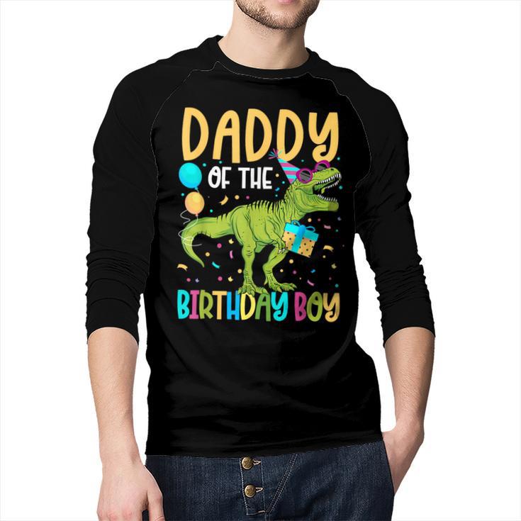 Daddy Of The Birthday Boy Family Matching Dinosaur Squad Men Baseball Raglan Shirt