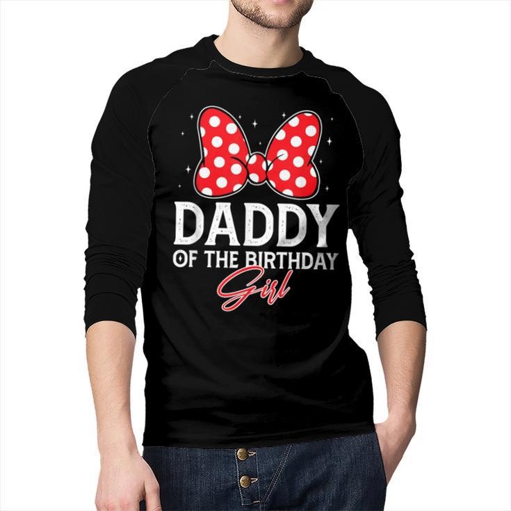 Daddy Of The Birthday Girl Cute Pink Bow Family Matching Men Baseball Raglan Shirt