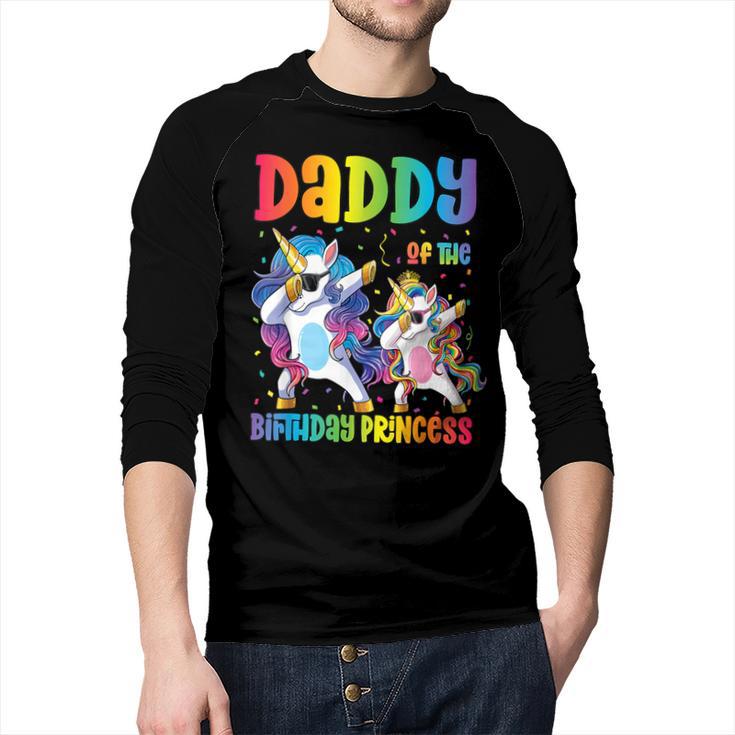 Daddy Of The Birthday Girl Dabbing Princess Unicorn Dad Men Baseball Raglan Shirt