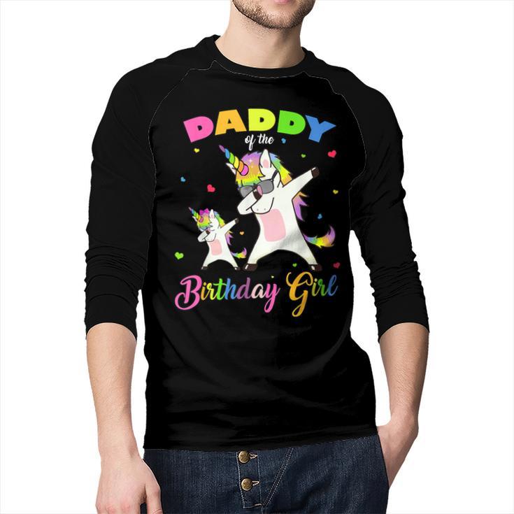 Daddy Of The Birthday Girl Dabbing Unicorn Princess And Dad Men Baseball Raglan Shirt